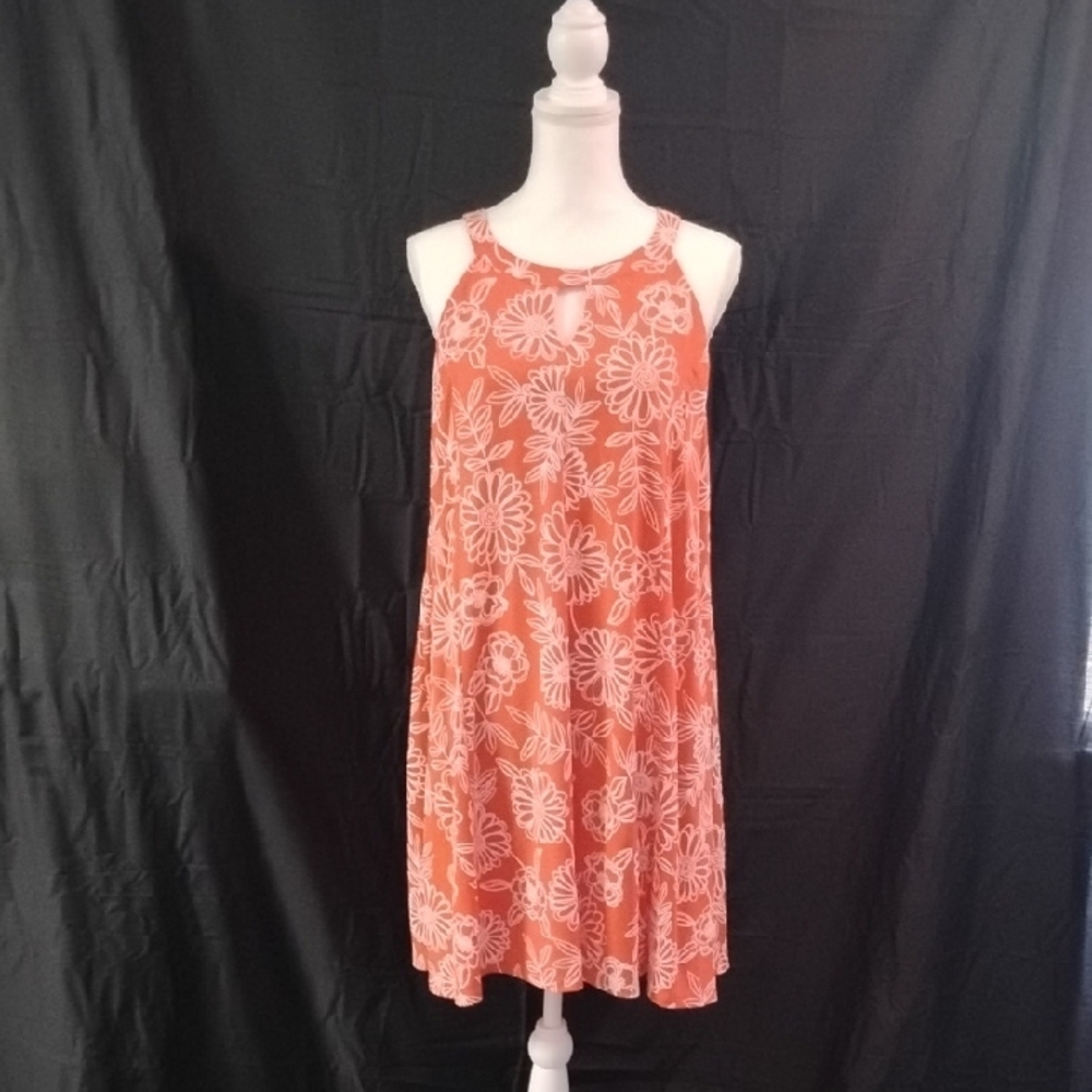 Floral Orange Sleeveless Dress